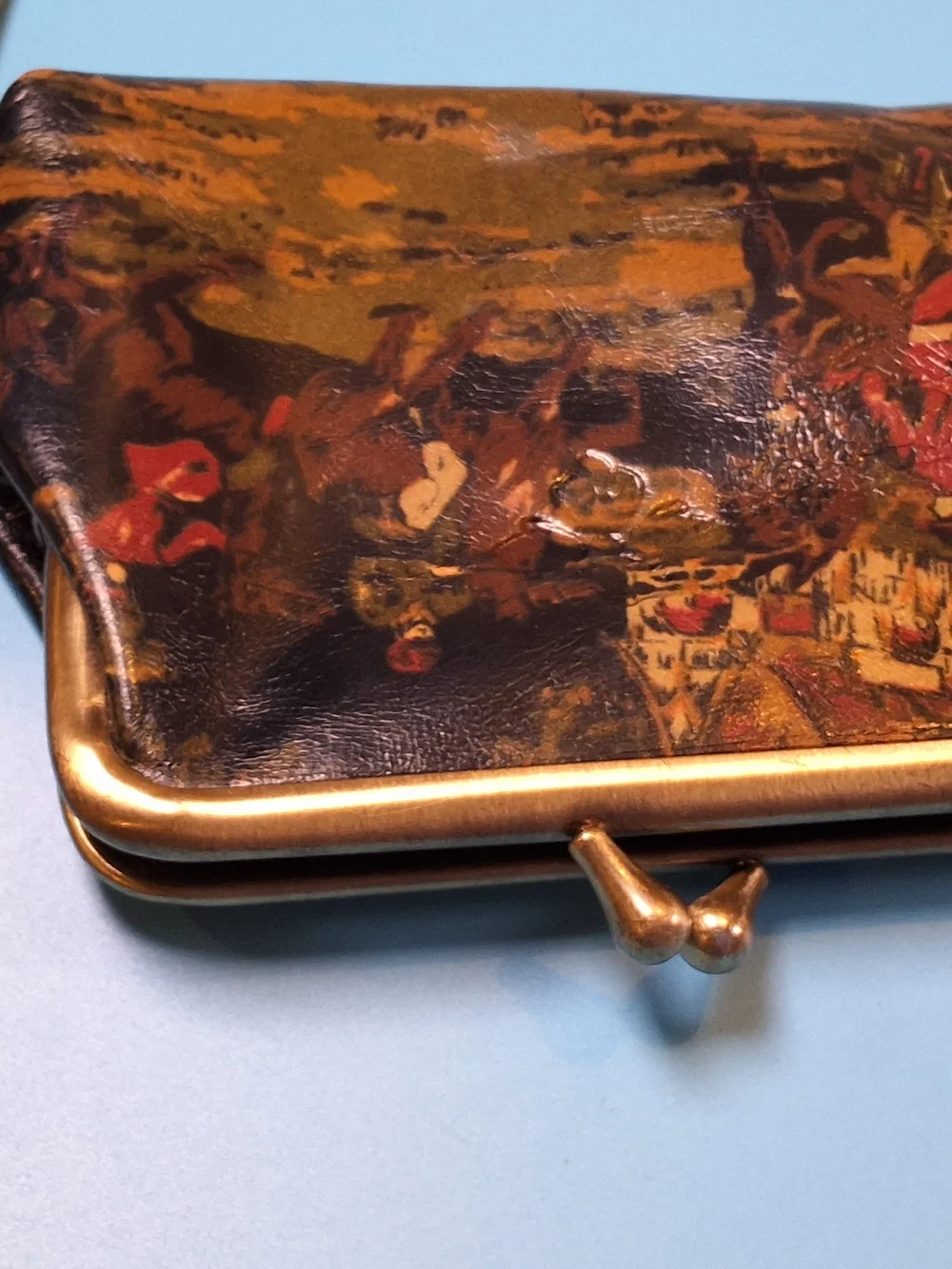 Patricia Nash Brown & Gold Leather Kiss-Lock Wallet